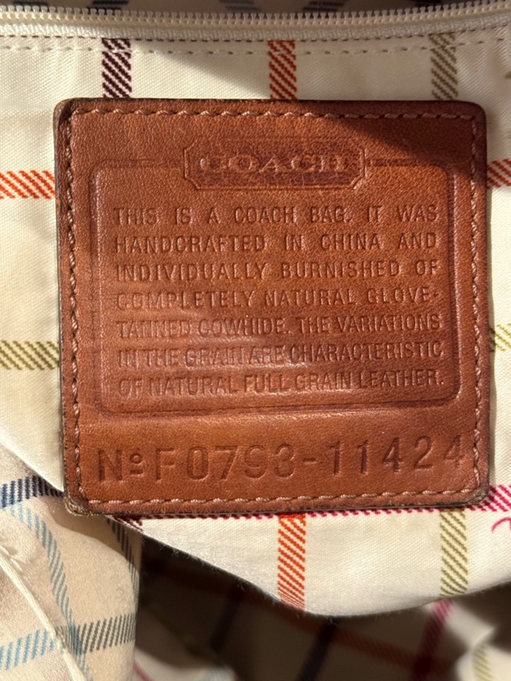 Coach Ergo Brown Leather Vintage Hobo Bag in Satin Tattersall Y2K Brass Buckle - Picture 14 of 14